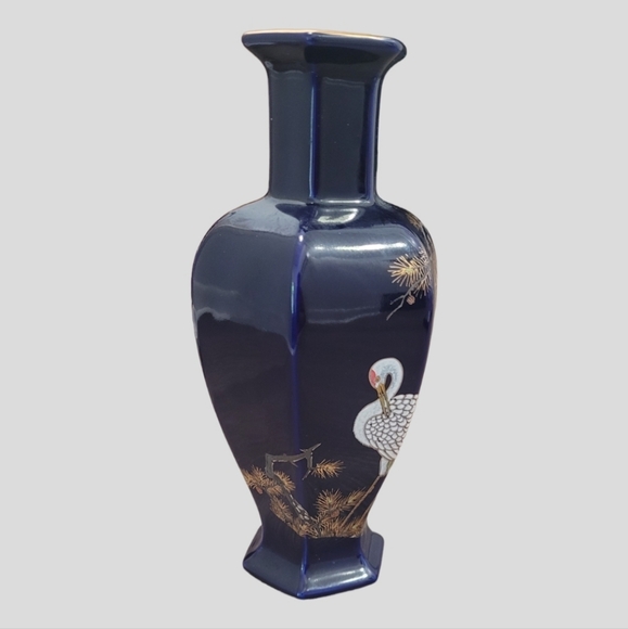 Vintage Kutani Colbalt Blue Beveled Vase - Picture 3 of 12